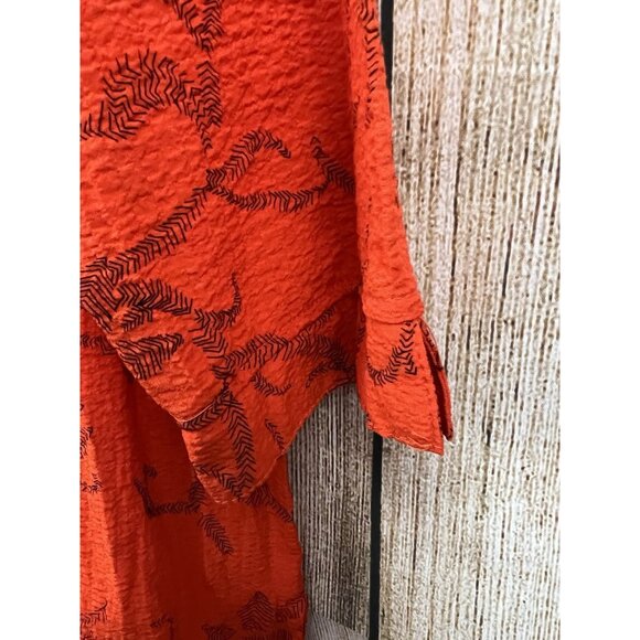 NWT Ali Miles Tunic Wearable Art XL Orange Black Abstract Crinkle Artsy Boho - Picture 3 of 7